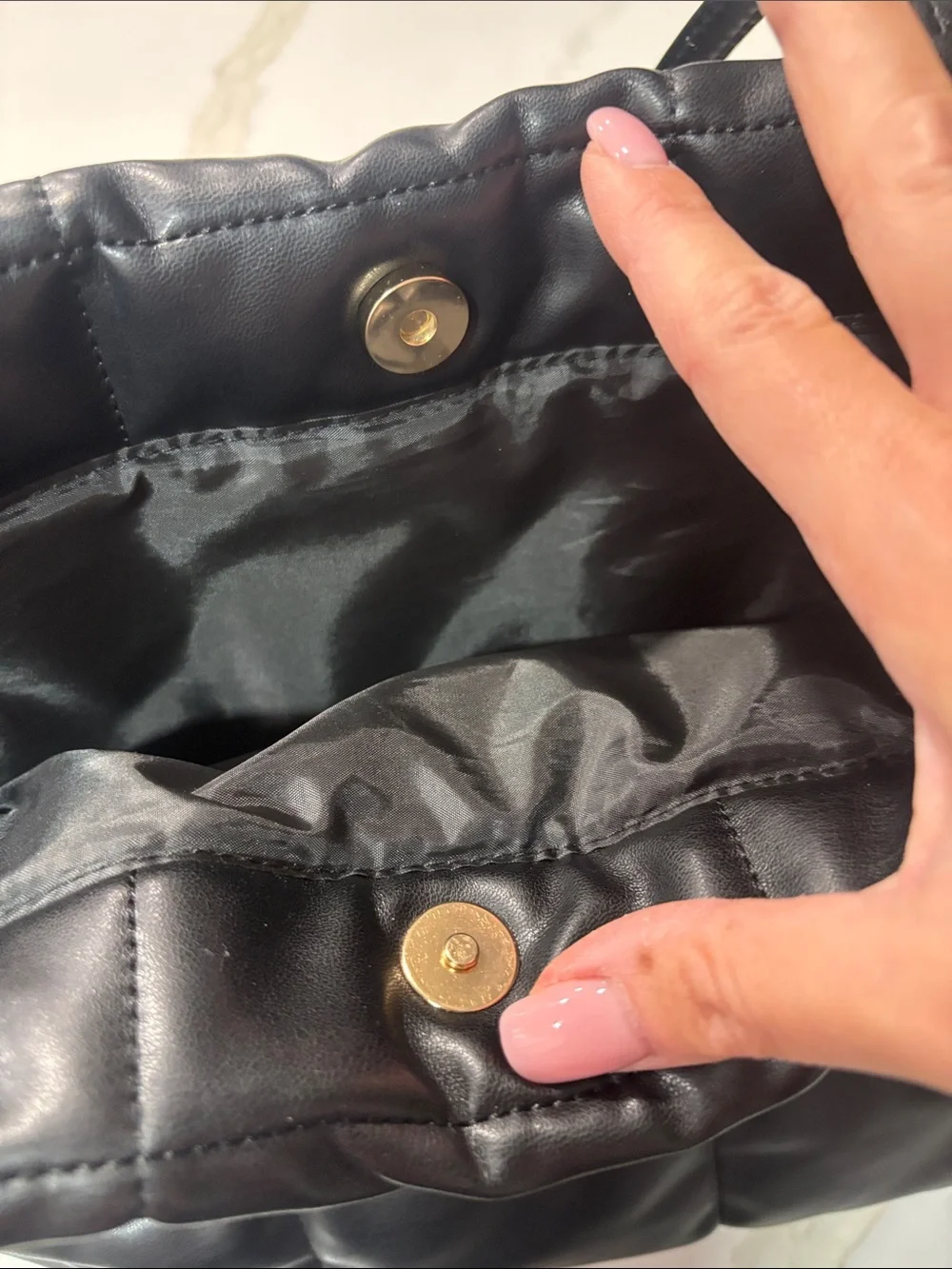 Victoria's Secret Black Quilted Tote with Gold Logo